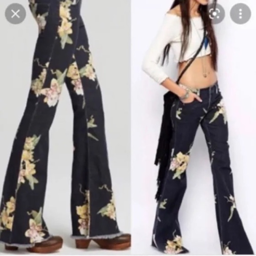 Free People flared floral denim 27